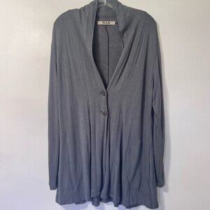 FLAX Lagenlook Minimalist Fluid Soft Casual Button Front Cardigan Pockets Size M